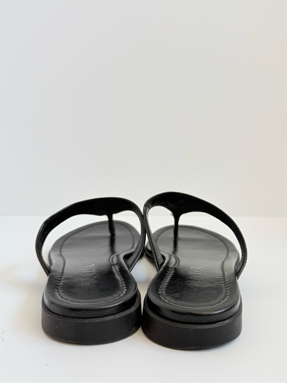 Prada Vernice Patent Leather Logo Thong Sandals Black Flat Slides EU 38 - Picture 4 of 11